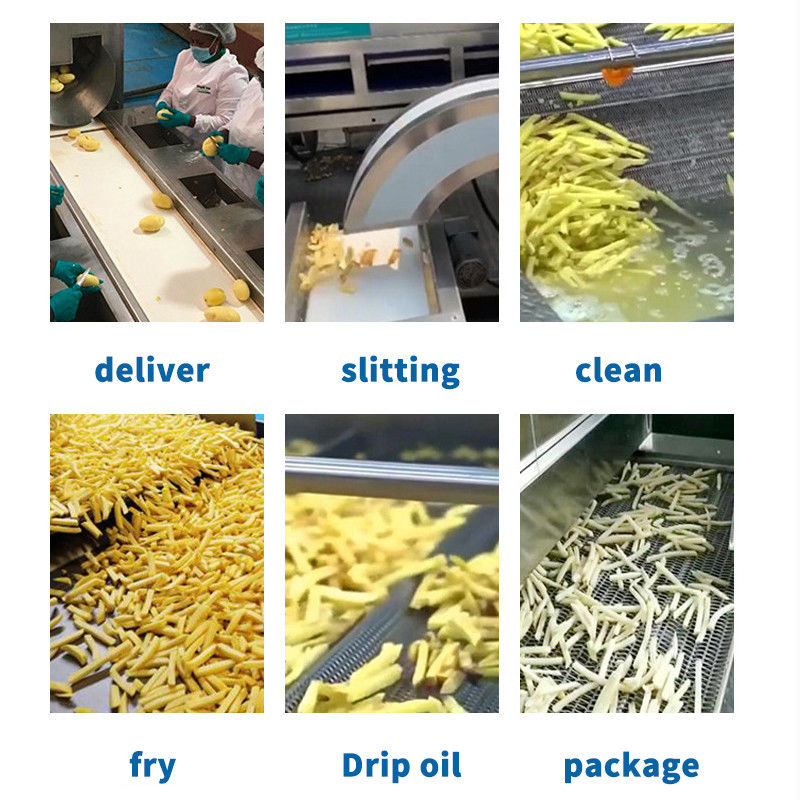 Línea de producción de papas fritas totalmente automática Lavado / freír / empacar Papas fritas Máquina de hacer papas crujientes